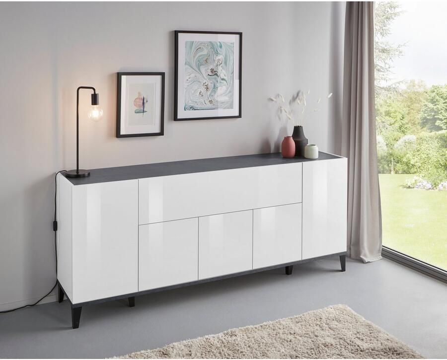 INOSIGN Dressoir SUNRISE Dressoir met 5 deuren en 1 klepdeur breedte 200 cm
