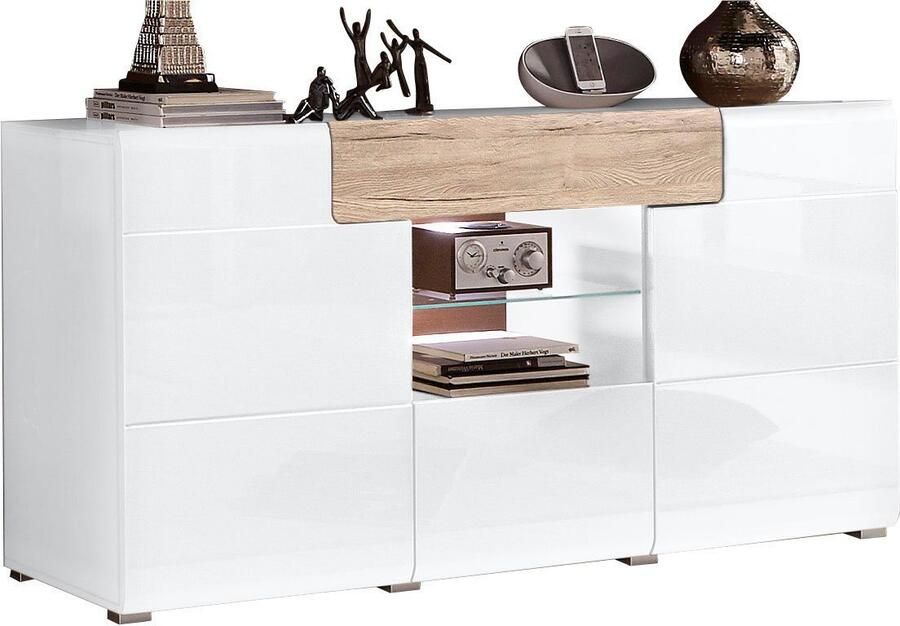 INOSIGN Dressoir Toledo breedte 159 cm moderne sidetable met decoratief freeswerk greeploos