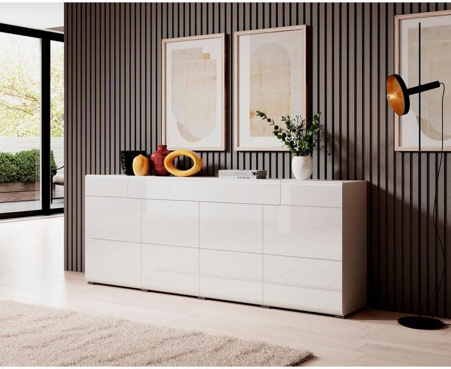 INOSIGN Dressoir Toledo breedte 208 cm moderne kast met decoratief freeswerk greeploos