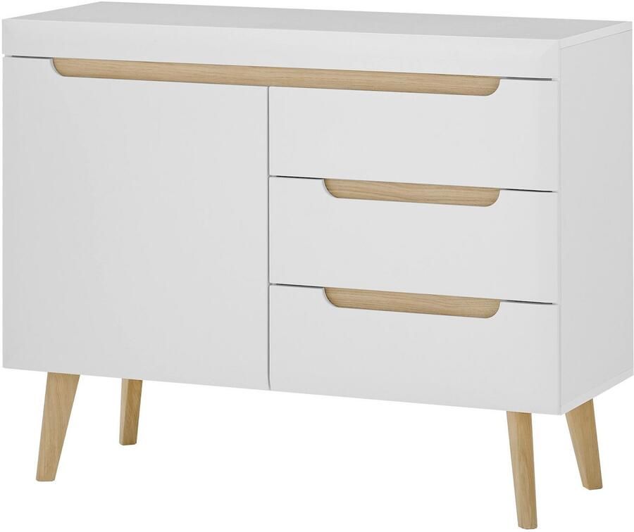 INOSIGN Dressoir Torge dressoir commode ladekast afgeschuinde poten drie kleuren scandi design 107 cm breed (1 stuk)