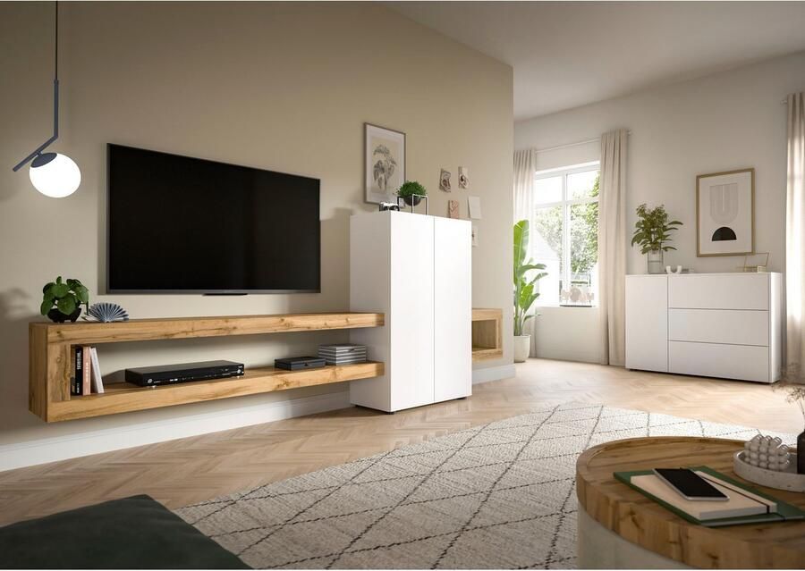 INOSIGN Wandmeubel Zolder breedte 270 cm push-to-open 2 deuren 2 legplanken 2 open vakken tv-wand media-meubels tv-meubels woonkamermeubels (2 stuks)