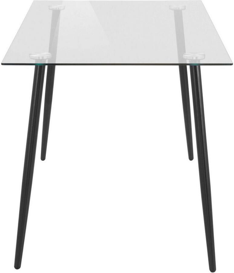 INOSIGN Eethoek Danny-Malio Glazen tafel 140x80 cm met 4 stoelen (velours stof) frame van metaal (set 5-delig)