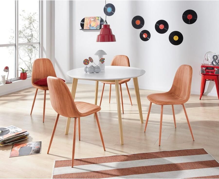 INOSIGN Eetkamerstoel Blackburn van imitatieleer en metalen poten in 2 kleurvarianten zithoogte 49 cm