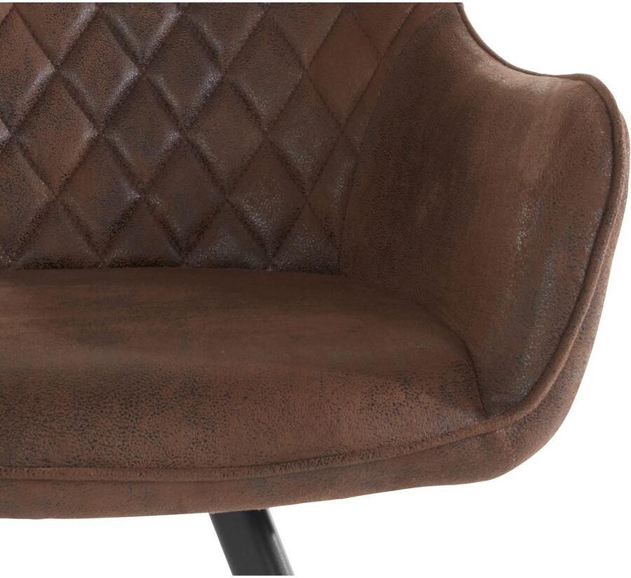 INOSIGN Eetkamerstoel Olga met zwarte metalen poten en decoratief diamantvormig stiksel (1 stuk)