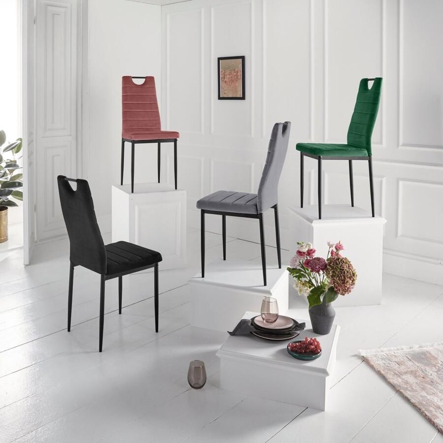 INOSIGN Eetkamerstoel (set van 2 of 4) met veloursovertrek rugleuning met handgreep (set)