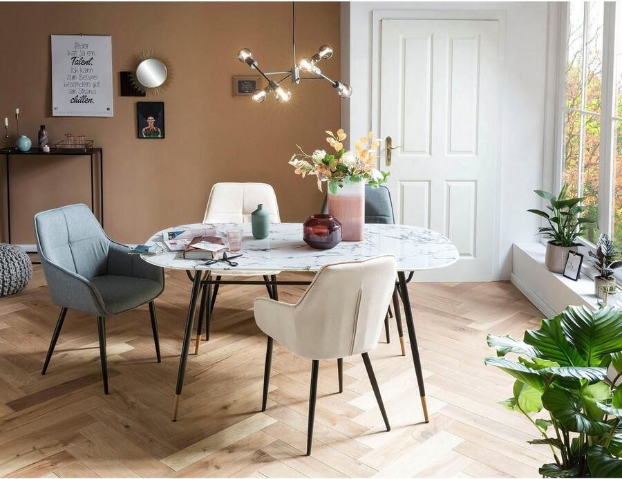 Artistiq Living Artistiq Ovale Eettafel Nicky 160 x 90cm Marmerlook Wit Ovaal