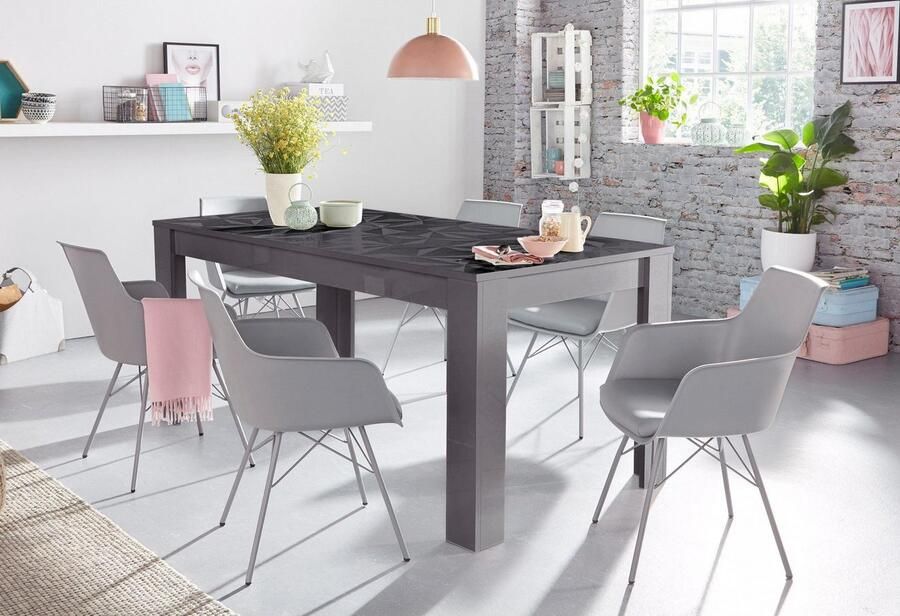 INOSIGN Eettafel Prisma 180x90 cm keukentafel eettafel rechthoekig Tafelblad dikte 22 mm en met elegante zeefdruk kleurkeuze