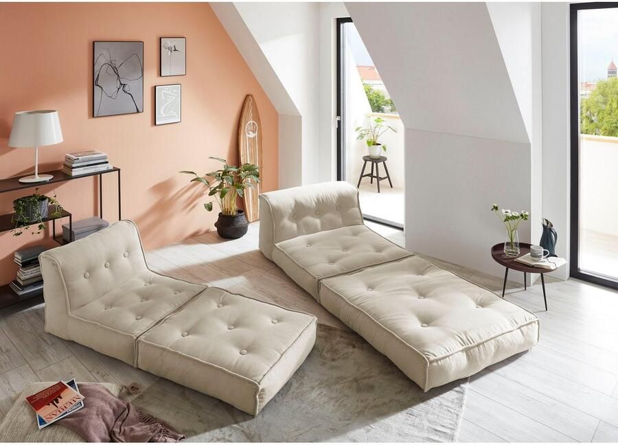 INOSIGN Fauteuil Pia Loungestoel in 2 afmetingen met slaapfunctie en poef-functie.