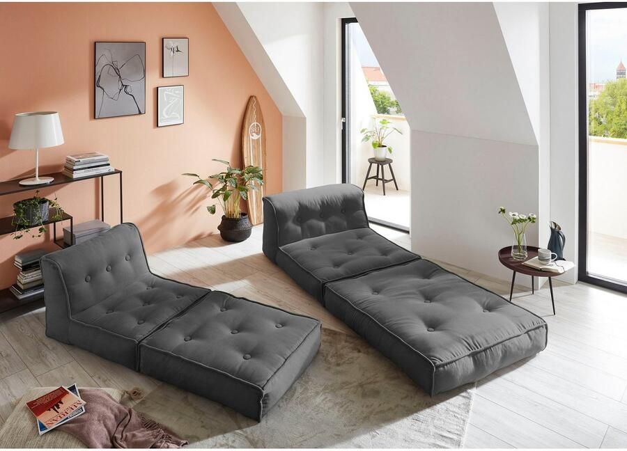 INOSIGN Fauteuil Pia Loungestoel in 2 afmetingen met slaapfunctie en poef-functie.