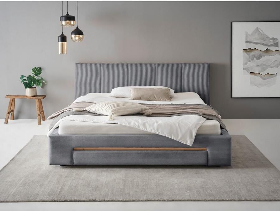 INOSIGN Gestoffeerd bed CiTY GiRON bedframe met bedlade gestoffeerd opbergbed met hondenbed of opberglade bekleding van corduroy of linnenlook