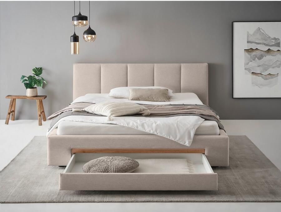 INOSIGN Gestoffeerd bed CiTY GiRON bedframe met bedlade gestoffeerd opbergbed met hondenbed of opberglade bekleding van corduroy of linnenlook