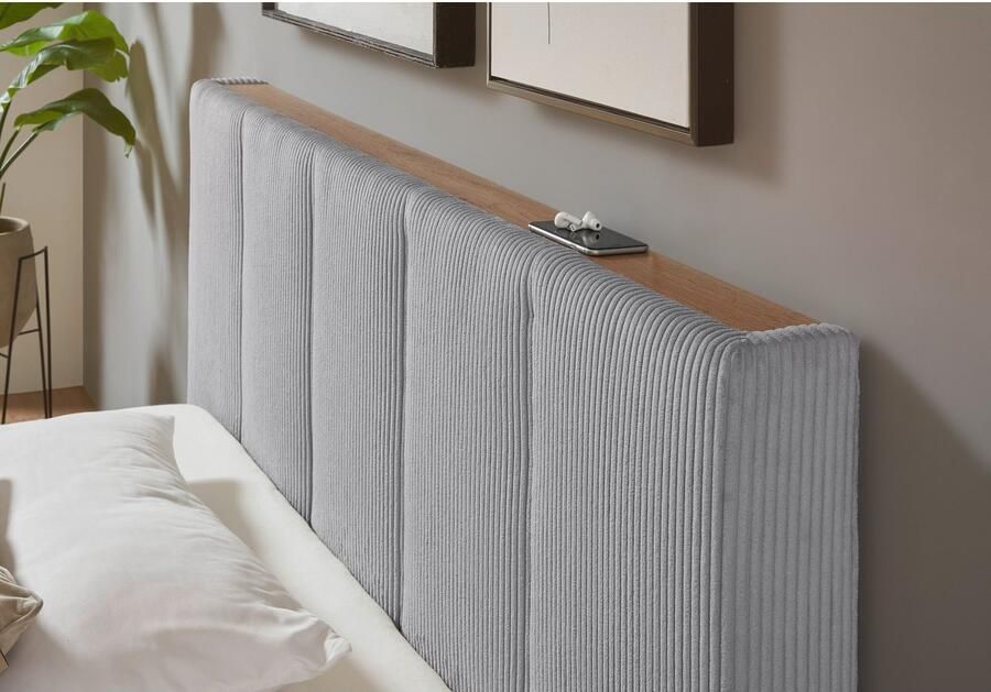 INOSIGN Gestoffeerd bed CiTY GiRON bedframe met bedlade gestoffeerd opbergbed met hondenbed of opberglade bekleding van corduroy of linnenlook