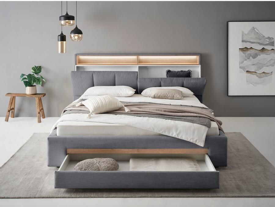 INOSIGN Gestoffeerd bed CiTY GiRON gepolsterd opbergbed met LED-verlichting Bedkisten met hondenbed of als opbergruimte opklapbare hoofdeinden