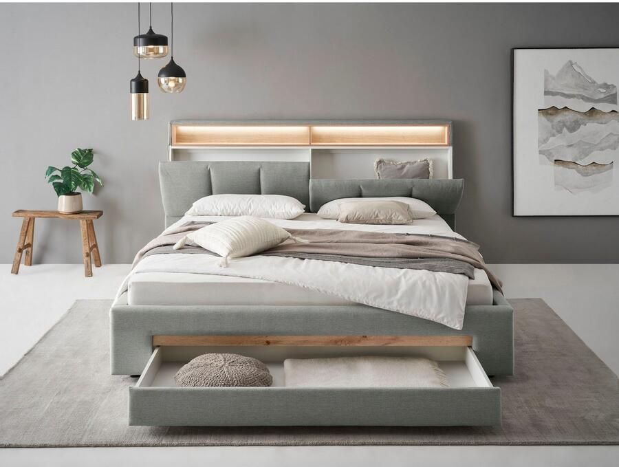 INOSIGN Gestoffeerd bed CiTY GiRON gepolsterd opbergbed met LED-verlichting Bedkisten met hondenbed of als opbergruimte opklapbare hoofdeinden