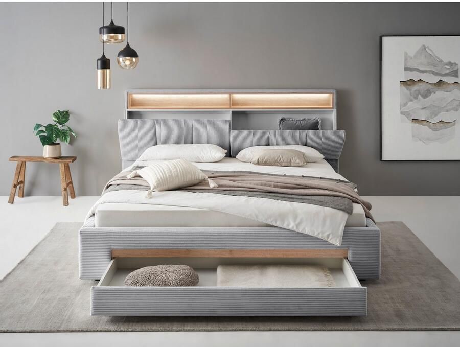 INOSIGN Gestoffeerd bed CiTY GiRON gepolsterd opbergbed met LED-verlichting Bedkisten met hondenbed of als opbergruimte opklapbare hoofdeinden