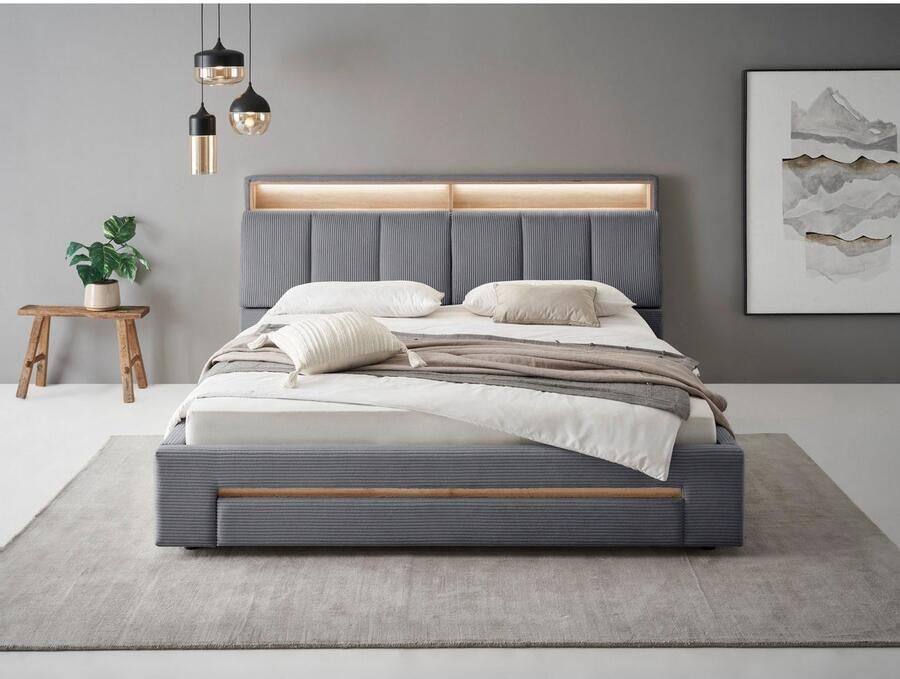 INOSIGN Gestoffeerd bed CiTY GiRON gepolsterd opbergbed met LED-verlichting Bedkisten met hondenbed of als opbergruimte opklapbare hoofdeinden