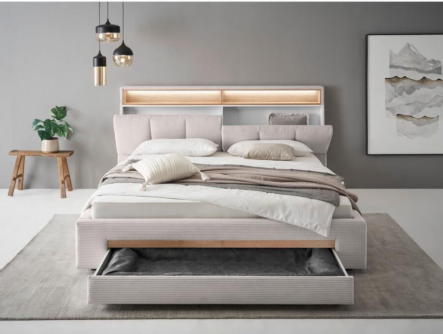 INOSIGN Gestoffeerd bed CiTY GiRON gepolsterd opbergbed met LED-verlichting Bedkisten met hondenbed of als opbergruimte opklapbare hoofdeinden