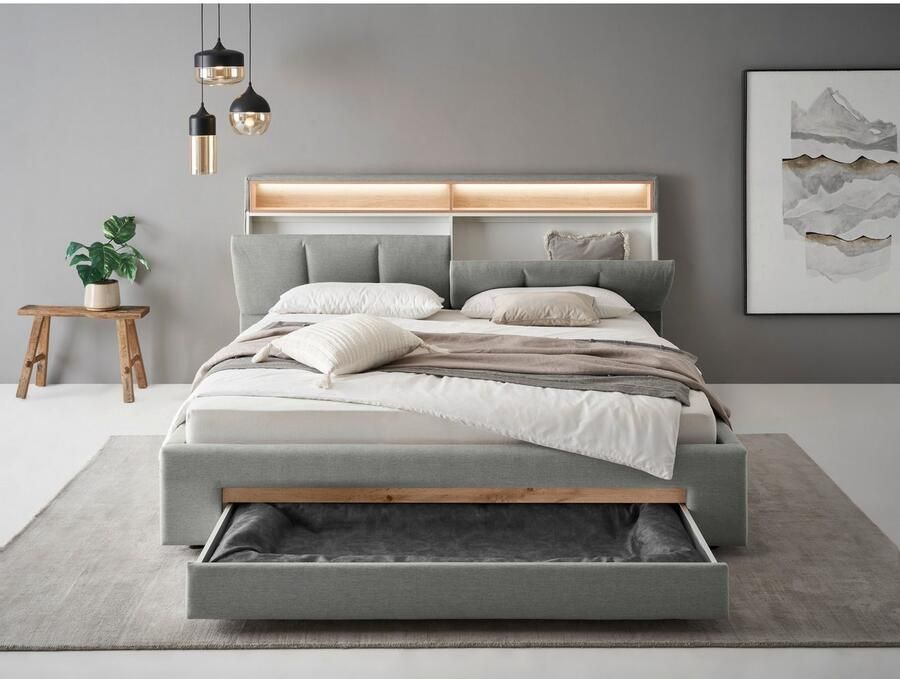 INOSIGN Gestoffeerd bed CiTY GiRON gepolsterd opbergbed met LED-verlichting Bedkisten met hondenbed of als opbergruimte opklapbare hoofdeinden