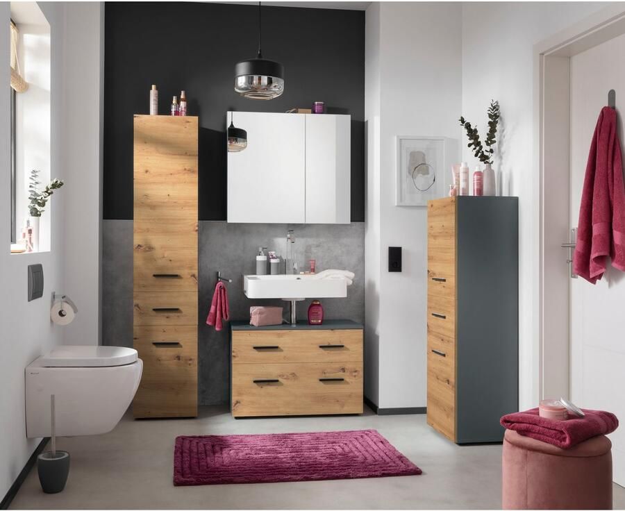 INOSIGN Halfhoge kast Skara verstelbare planken achter elke deur breedte 38 cm hoogte 130 cm