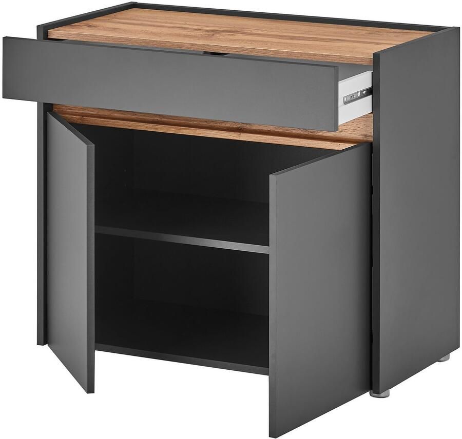 INOSIGN Kast GiRON CiTY kast in vier kleuren modern dressoir commode in twee kleuren verkrijgbaar 2 deuren 1 lade 80 cm breed