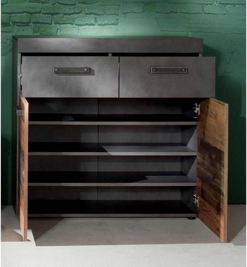 INOSIGN Halmeubelset Ilana Garderobemeubels in moderne industriële stijl met antiekgekleurde handgrepen (set 2-delig)