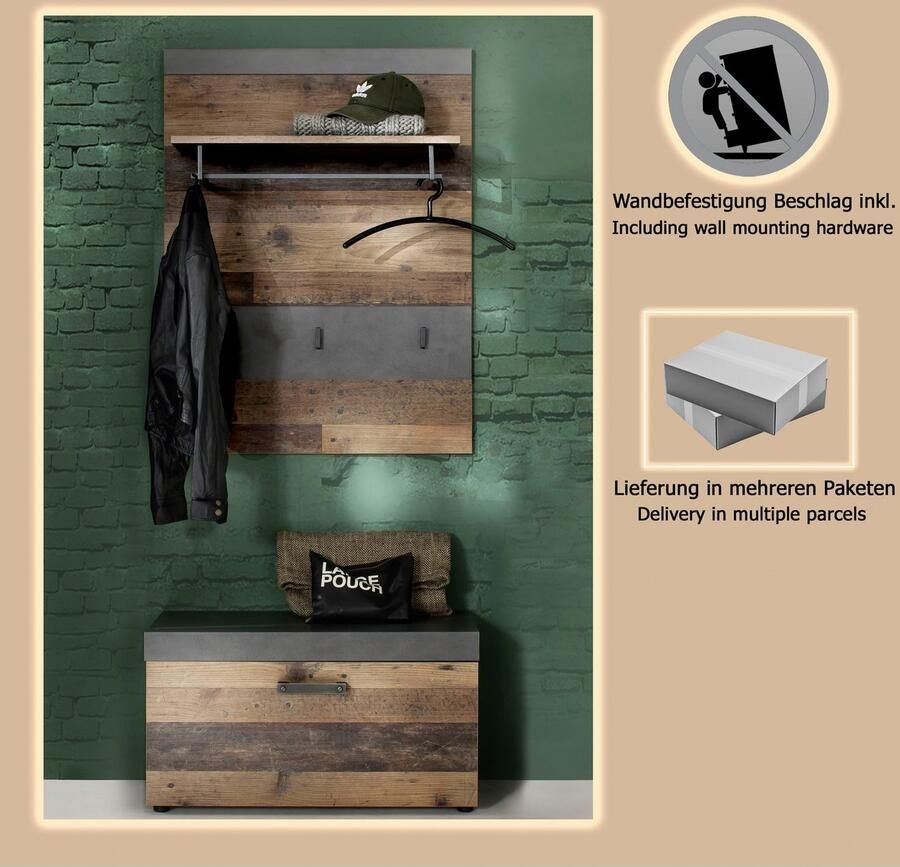 INOSIGN Halmeubelset Ilana moderne industriële stijl (set 2-delig)