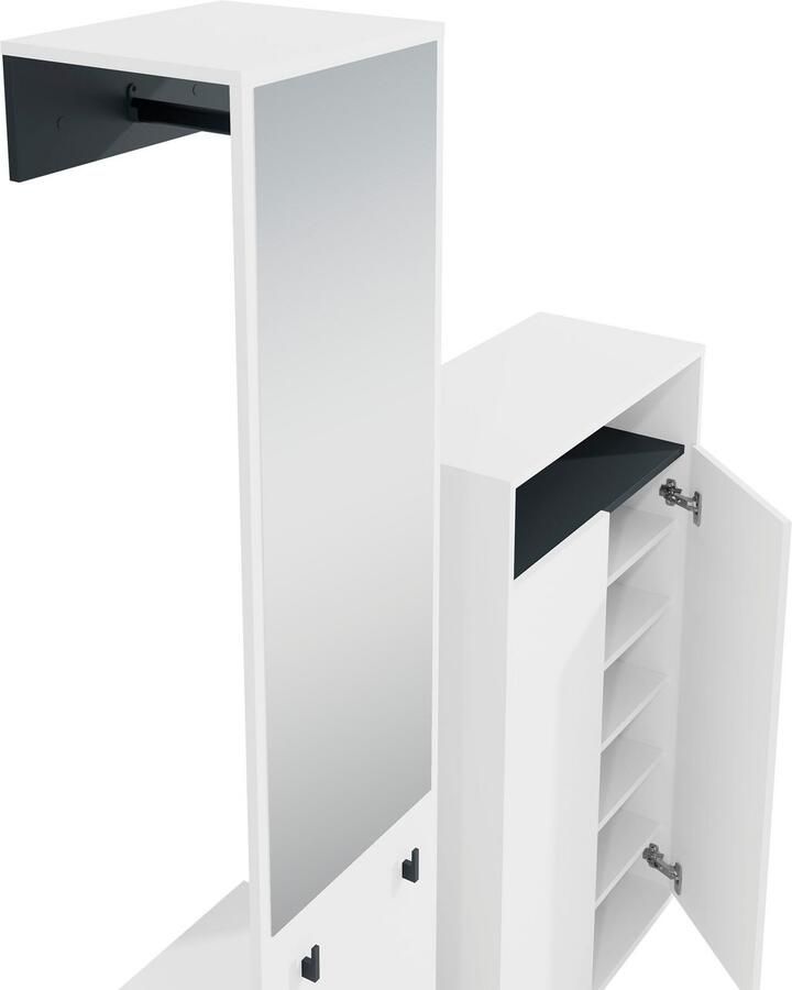 INOSIGN Halmeubelset Lyon ruimtebesparende garderobekast met grote spiegel (set 2 stuks)