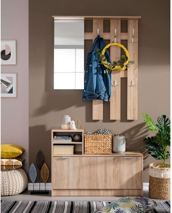 INOSIGN Halmeubelset Ravenna halgarderobe dielenkast compacte garderobe breedte 100 cm (complete set 2 stuks)