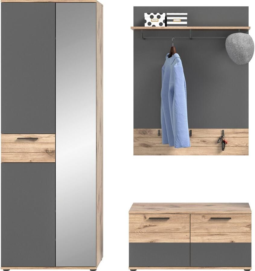 INOSIGN Halmeubelset Riga Breedte 175 cm hoogwaardige groeffrezing 3-delig bestaande uit: (set 3 stuks)