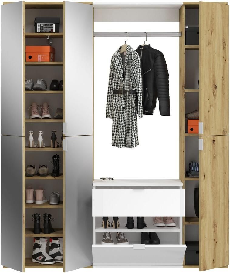 INOSIGN Halmeubelset Trondheim Breedte 152 cm 5-delig bestaande uit: 2x garderobekast 1 commode 1 kledingstang 1 legplank (set 4 stuks)