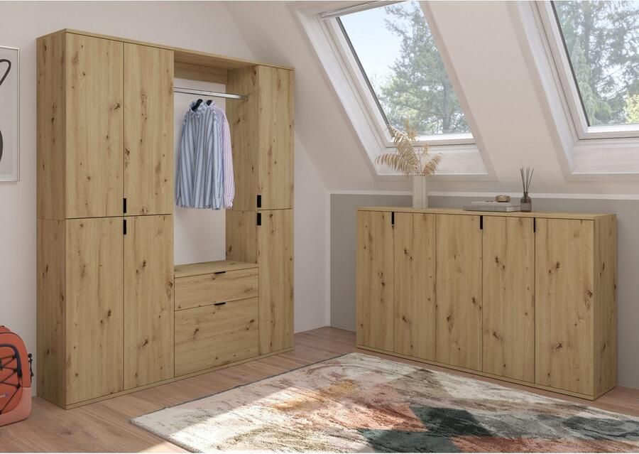 INOSIGN Halmeubelset Trondheim Breedte 61 cm bestaande uit Commode Kledingstang & Plank (3-delig)