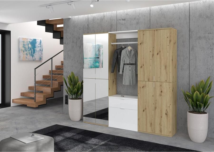 INOSIGN Halmeubelset Trondheim Breedte 183 cm 5-delig bestaande uit: 2x garderobekast 1 commode 1 kledingstang 1 legplank (set 4 stuks)