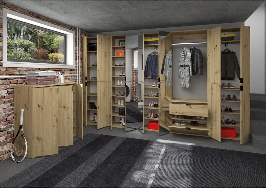 INOSIGN Halmeubelset Trondheim Breedte 183 cm 5-delig bestaande uit: 2x garderobekast 1 commode 1 kledingstang 1 legplank (set 4 stuks)