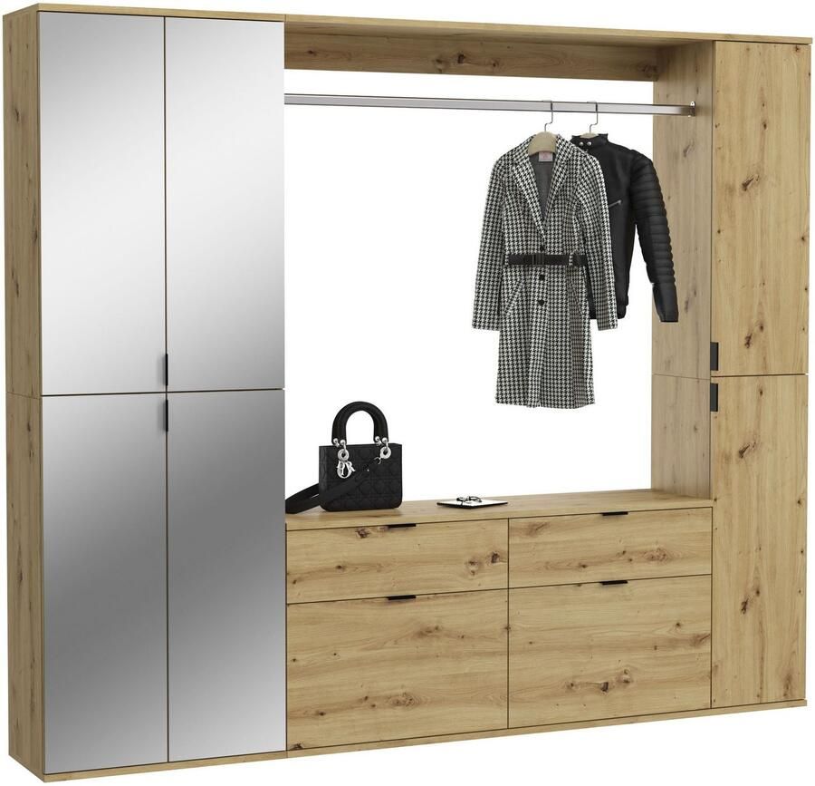 INOSIGN Halmeubelset Trondheim Breedte 212 cm 5-delig bestaande uit: 2x garderobekast 1 commode 1 kledingstang 1 legplank (set 4-delig)