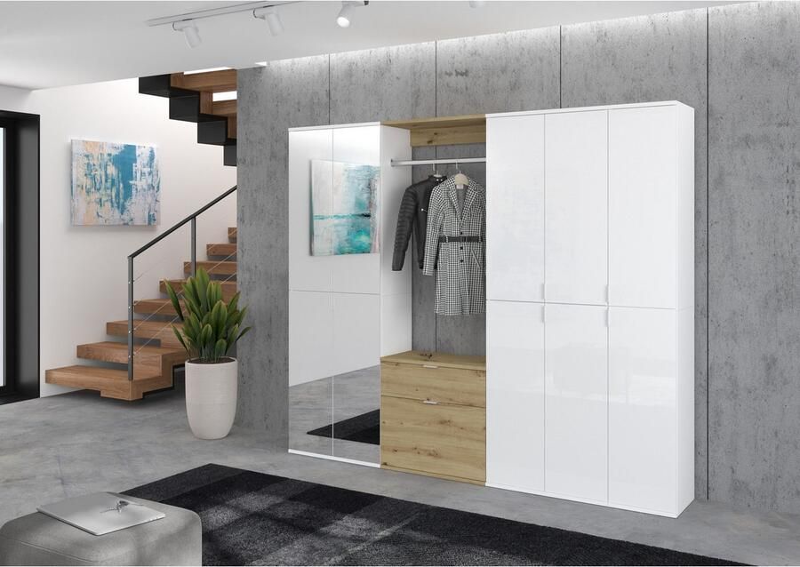 INOSIGN Halmeubelset Trondheim Breedte 213 cm 6-delig bestaande uit: 3x garderobekast 1 commode 1 kledingstang 1 legplank (set 5 stuks)