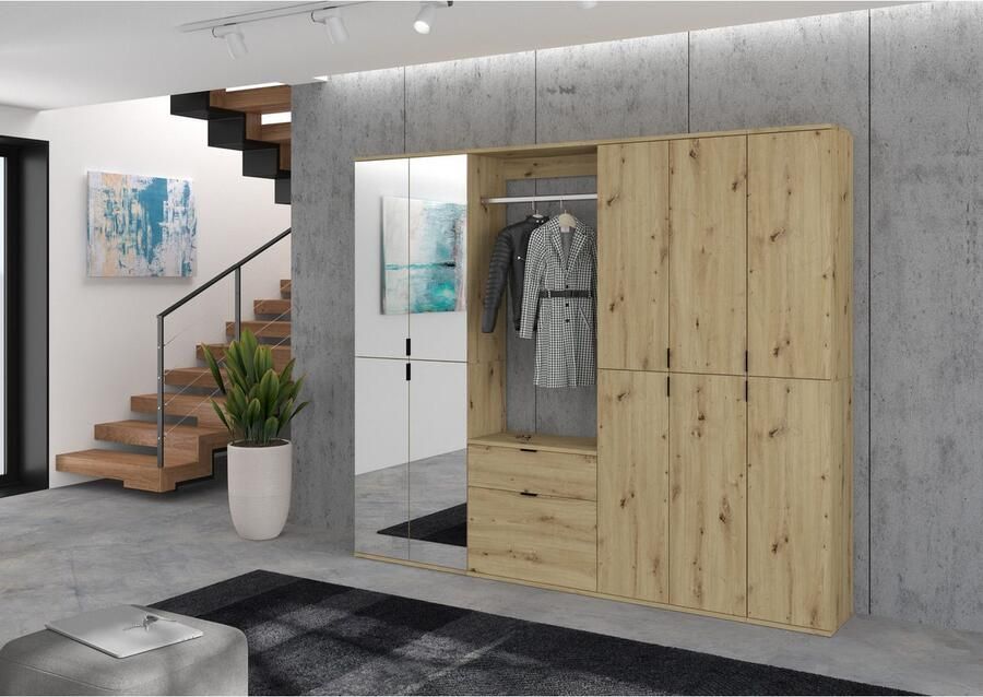 INOSIGN Halmeubelset Trondheim Breedte 213 cm 6-delig bestaande uit: 3x garderobekast 1 commode 1 kledingstang 1 legplank (set 5 stuks)