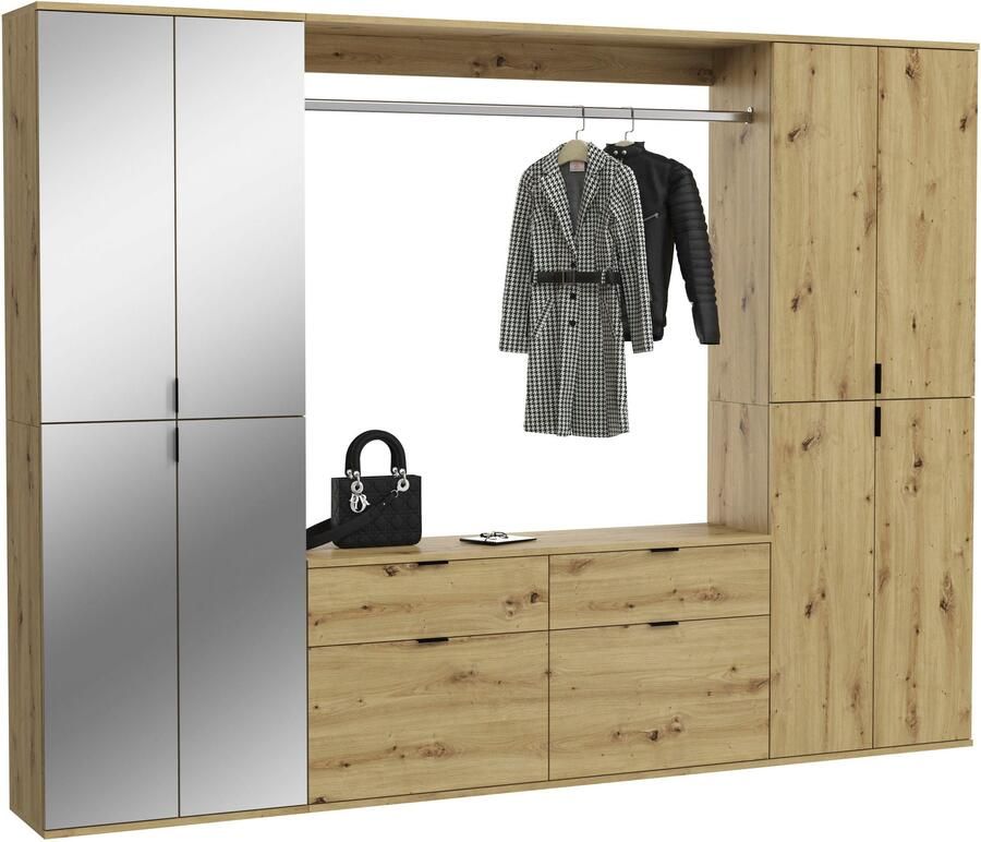 INOSIGN Halmeubelset Trondheim Breedte 243 cm 5-delig bestaande uit: 2x garderobekast 1 commode 1 kledingstang 1 legplank (set 4 stuks)