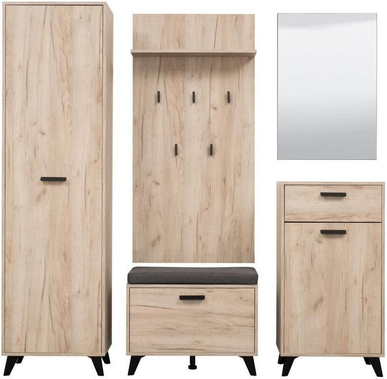 INOSIGN Halmeubelset Umbria halmeubelen dielenmeubelen breedte 175 cm in grijs eik (complete set 5 stuks)