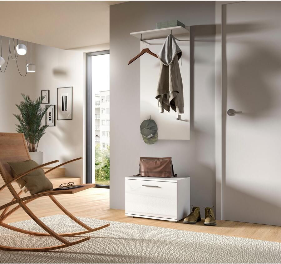 INOSIGN Halmeubelset Valge Breedte 55 cm 2-delig Set bestaande uit: Zitbank & Garderobe paneel (2 stuks)