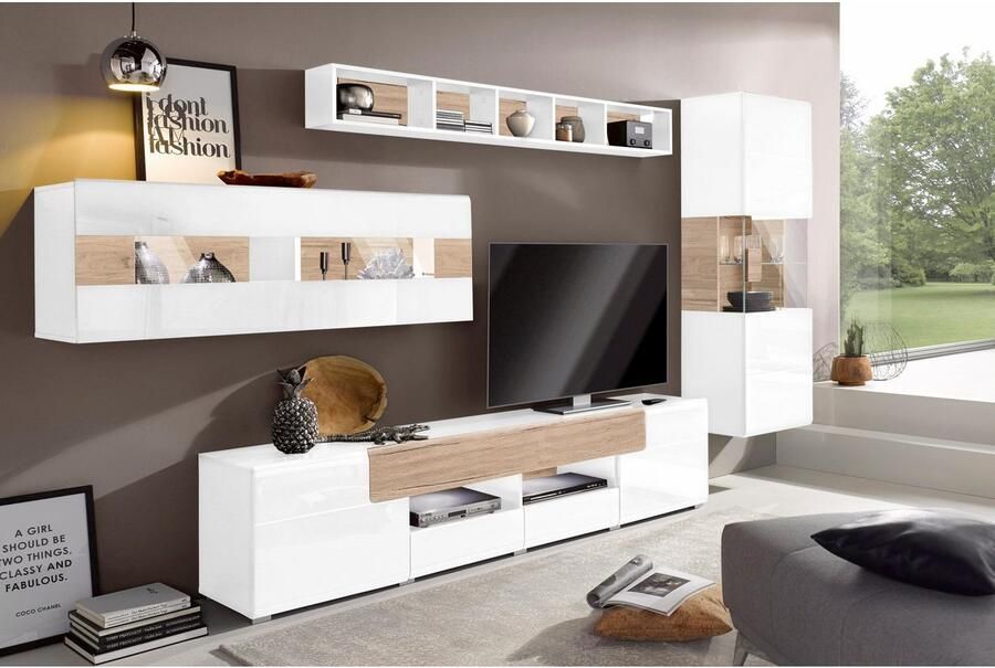 INOSIGN Hangende vitrinekast Toledo breedte 131 cm trendy glazen vitrine met decoratieve MDF-front