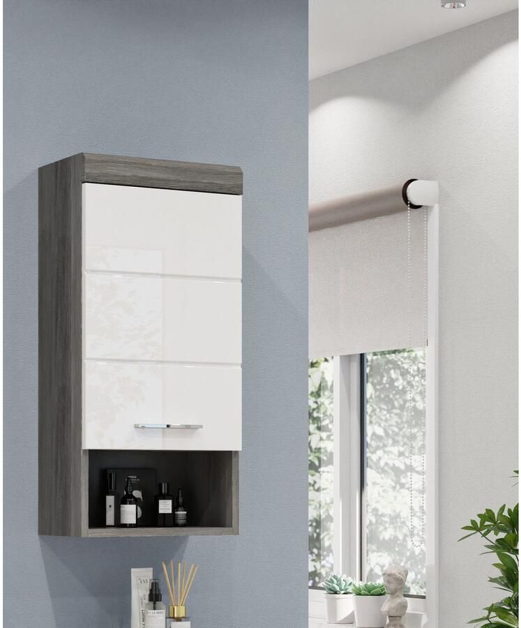 INOSIGN Hangkast Siena breedte 37 cm 1 deur 1 open vak 1 legplank MDF-front in verschillende kleuren verkrijgbaar badkamermeubels badkamerkast kast badkamer (1 stuk)