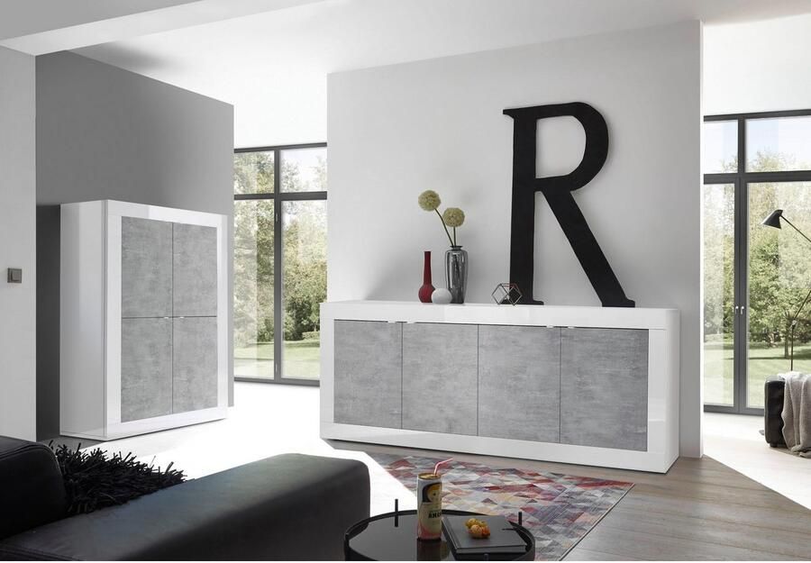 INOSIGN Highboard Basis hoogte 162 cm breedte 102 cm commode 4 deuren hoge commode Metalen handgreep moderne frame-uitstraling veel opbergruimte kleurkeuze