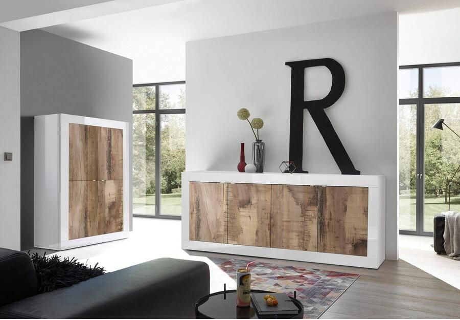 INOSIGN Highboard Basis hoogte 162 cm breedte 102 cm commode 4 deuren hoge commode Metalen handgreep moderne frame-uitstraling veel opbergruimte kleurkeuze