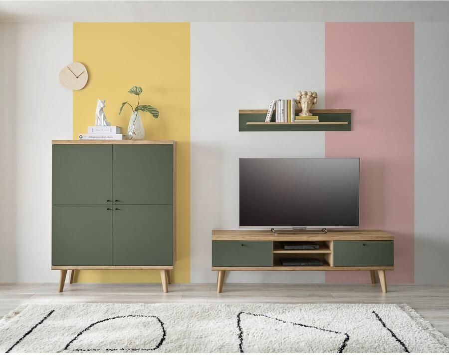 INOSIGN Highboard MAVAS in moderne trendkleur handgrepen van metaal (zwart) hoogte 134 cm