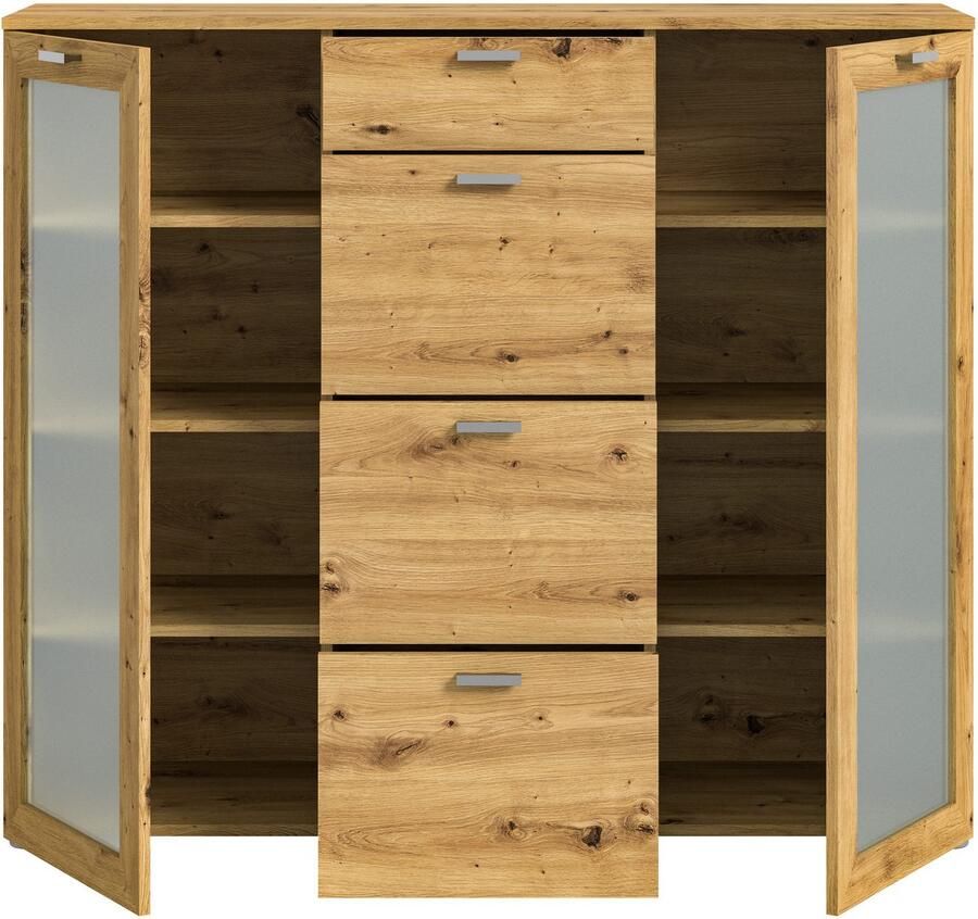 INOSIGN Highboard Onex breedte 135 cm met glazen deur veelzijdig inzetbaar