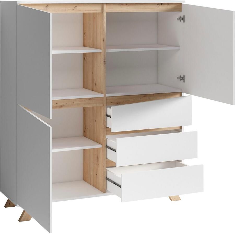 INOSIGN Highboard VALENTIN 3 lades en 3 deuren breedte 120 cm in modern scandi-design
