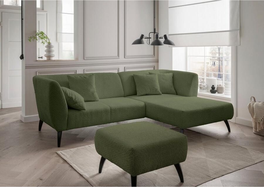 INOSIGN Hocker Colori Kleur houten poten naar keuze verschillende stoffen hoogwaardige stof