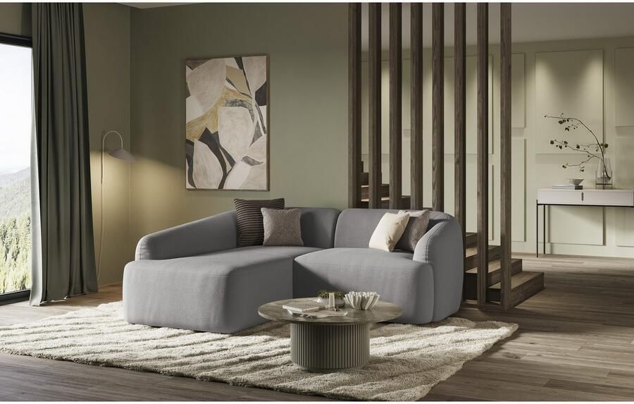 INOSIGN Hoekbank Nergal compacte afmetingen Breedte 216cm organisch design L-vorm Modern ontwerp eenvoudige uitstraling stijlvolle blikvanger in de woonkamer