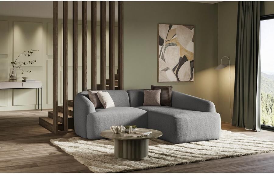 INOSIGN Hoekbank Nergal compacte afmetingen Breedte 216cm organisch design L-vorm Modern ontwerp eenvoudige uitstraling stijlvolle blikvanger in de woonkamer