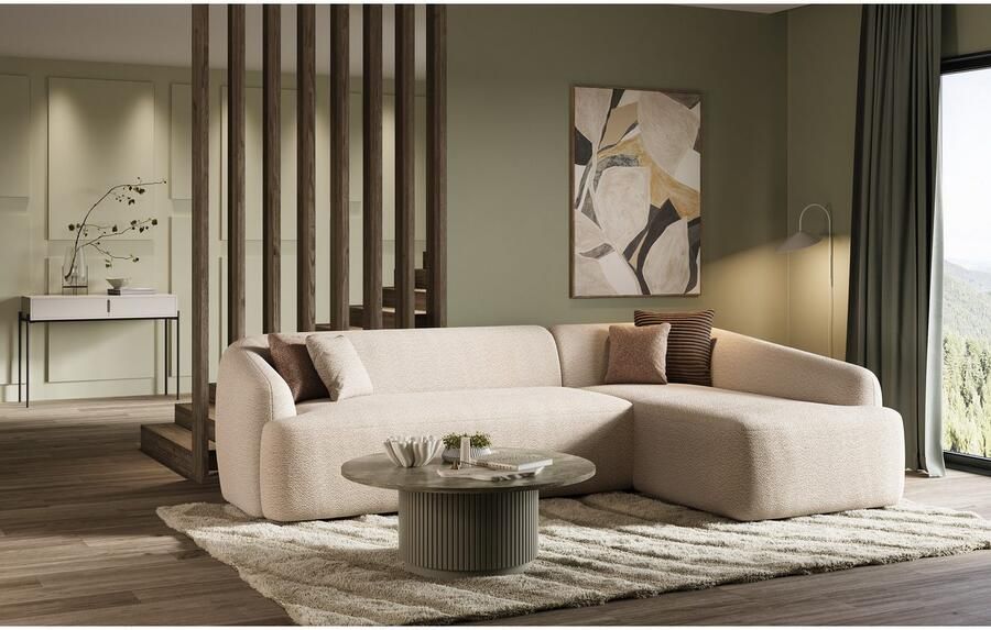 INOSIGN Hoekbank Nergal organisch design Breedte 296cm L-vorm Modern ontwerp eenvoudige uitstraling stijlvolle blikvanger in de woonkamer